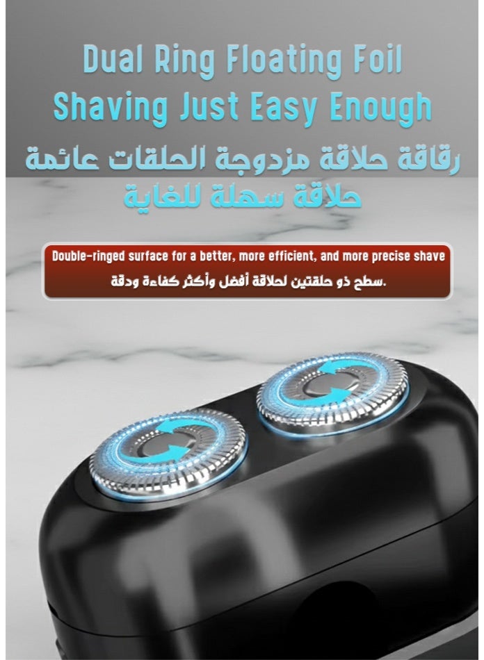 Mini Electric Shaver | Long Battery Shaver with 800mAh Power | Twin Blade Rotary Close Shave Razor for Men | Skin-Friendly Wet & Dry Waterproof USB Type-C Rechargeable Travel Shaver - Image 4